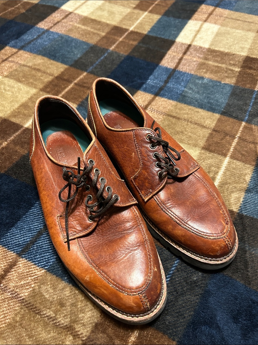 Men's Leather Derby Shoes in Cognac Brown